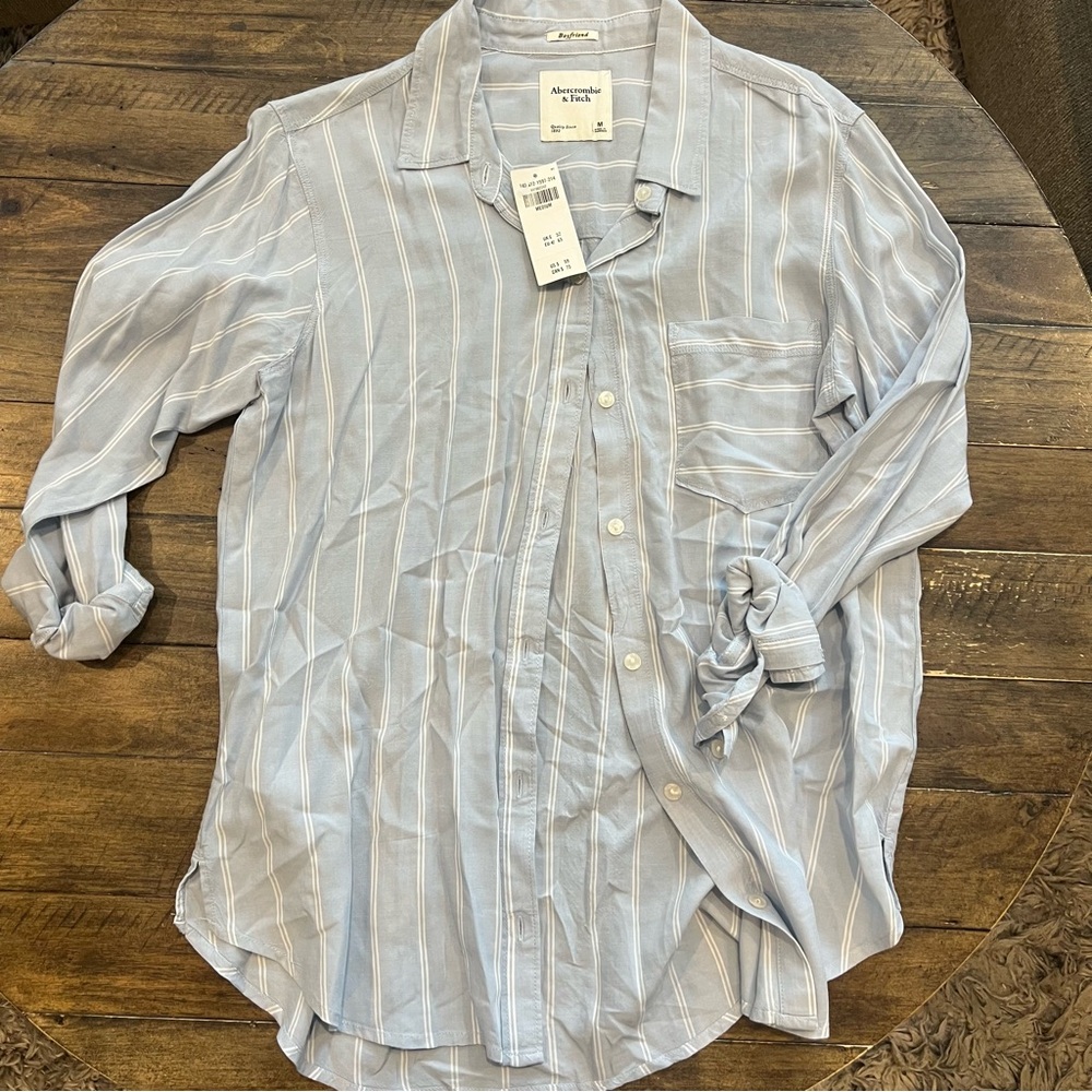 Abercrombie & Fitch Light Blue Striped Shirt